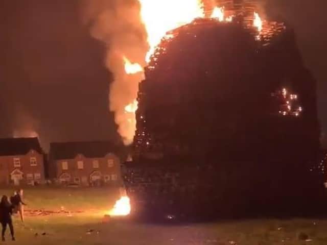 An image of the Ballysillan bonfire from social media.