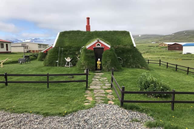 A turf house in an East Iceland village