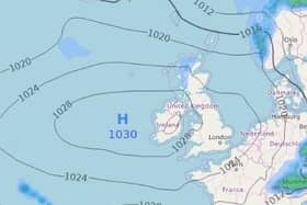 High pressure over Ireland.