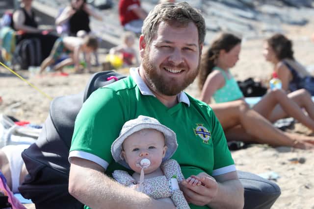 Press Eye - Belfast - 17th July 2021

Gary Brannigan from Strabane with his daughter Ellora. 

Helens Bay Beach with temperatures over 25 degrees.

Photograph by Declan Roughan