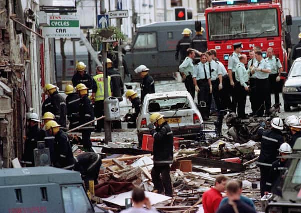 The aftermath of the Omagh bomb atrocity in August 1998