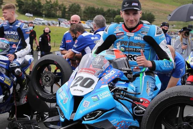 English rider Brad Jones is being treated for serious head, chest and pelvic injuries following a crash at Brands Hatch on Saturday.