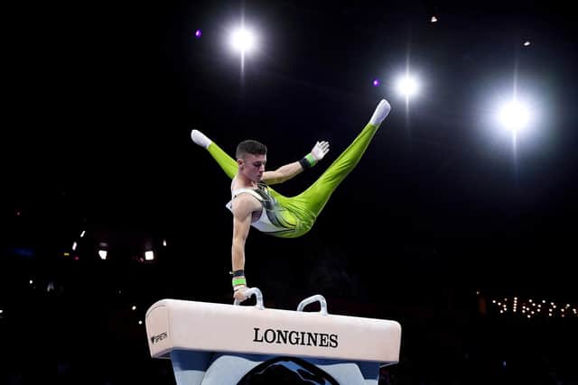 Rhys McClenaghan of Ireland competes on Pommel Horse