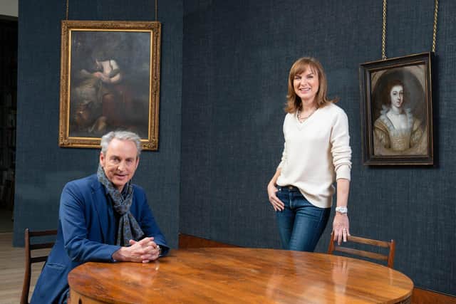 Programme Name: Fake or Fortune S9 - TX: n/a - Episode: Fake or Fortune S9 - Generics (No. Generics) - Picture Shows:  Philip Mould, Fiona Bruce - (C) BBC Studios - Photographer: Ben Fitzpatrick