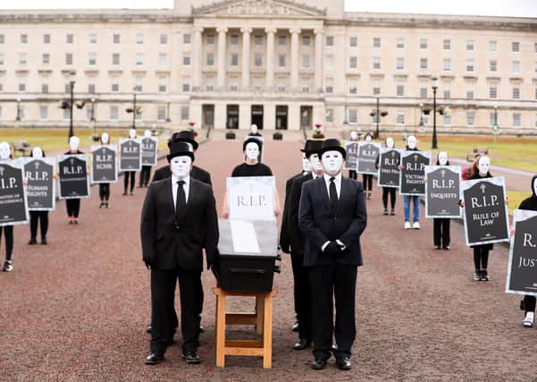 Victims group Relatives' For Justice hold a 'Relatives'
Requiem For Justice' protest at Stormont Estate in east Belfast last week. Picture by Jonathan Porter/PressEye.