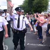 PSNI and An Garda Siochana officers at a Pride event in Belfast in 2017