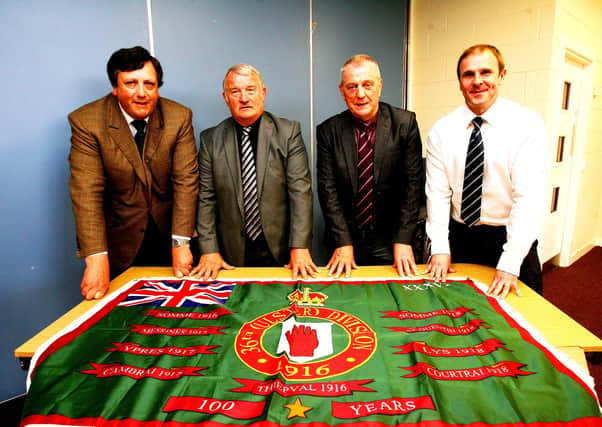The Loyalist Communities Council (LCC) in 2016 – from left, David Campbell, Jim Wilson, Jackie McDonald and Winston Irvine