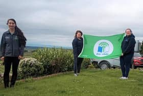 Mourne Young Farmer's Club has been awarded the prestigious Green Flag Eco Club Award through Ulster Wildlife’s Grassroots Program. They were presented with their Flag by Orlagh McNeill, project officer, YFCU, Grassroots Challenge and Charlene McKeown from Keep Northern Ireland Beautiful
