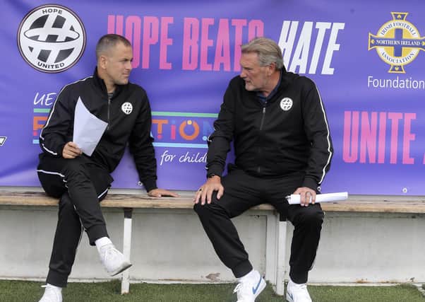 Managers Glen Hoddle and Joe Cole at the The BT Hope United match involving Northern Ireland teenagers. Photo by Pacemaker