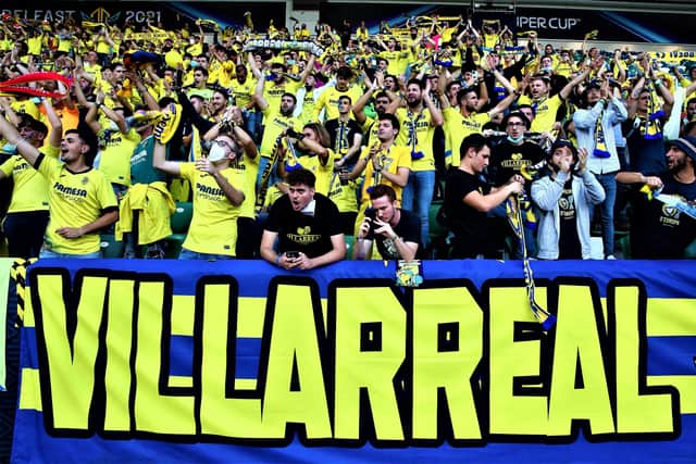 Press Eye - Belfast, Northern Ireland - 11th August 2021 - Photo by William Cherry/Presseye

Villarreal fans during Wednesday nights UEFA Super Cup final against Chelsea at the National Stadium at Windsor Park, Belfast.     Photo by William Cherry / Presseye