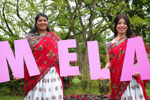 Dancers Dona DasGupta and Lauren Crudden from Ireland's leading Bollywood Troupe launch the Belfast Mela Festival 2021