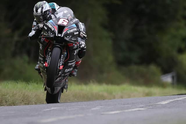 Michael Dunlop on the SYNETIQ BMW at the Armoy Road Races at the end of July.