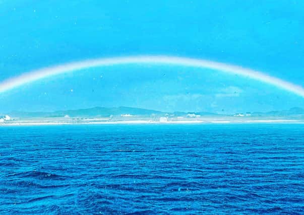 The beautiful rainbow off the coast of Rathlin Island