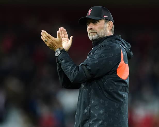 Liverpool manager Jurgen Klopp applauds the fans after the pre-season friendly match at Anfield, Liverpool. Picture date: Monday August 9, 2021.
