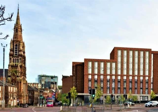 An artist’s impression of the planned building opposite St Patrick’s chapel in Belfast city centre
