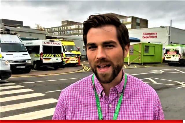 Marc Neil, assistant head of unscheduled care, speaking outside the Ulster Hospital last November