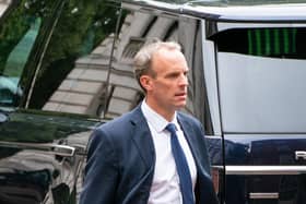 Foreign Secratary Dominic Raab at Downing Street on Friday, as he faces pressure to resign after it emerged a phone call requested by his officials to help interpreters flee Afghanistan was not made. He was holidaying on Crete when officials in his department suggested he "urgently" call Afghan foreign minister Hanif Atmar on August 13. Photo: Dominic Lipinski/PA
