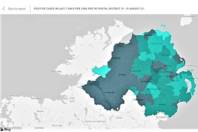 Regional figures for NI postcodes, from the Department of Health in Northern Ireland