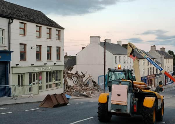 The building in Tandragee town centre came down on Sunday evening