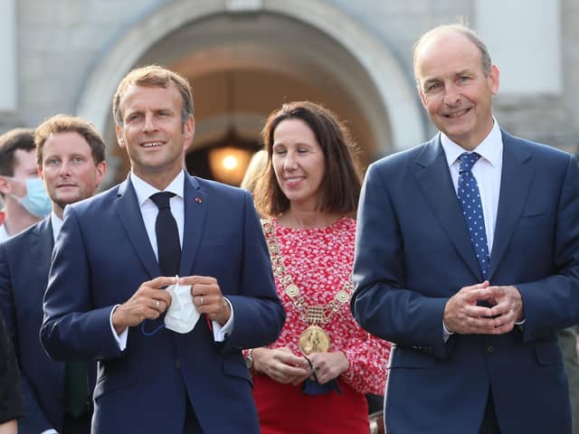 French president Emmanuel Macron was in Dublin on Thursday for a meeting with Taoiseach Micheal Martin. Photo: Brian Lawless/PA Wire