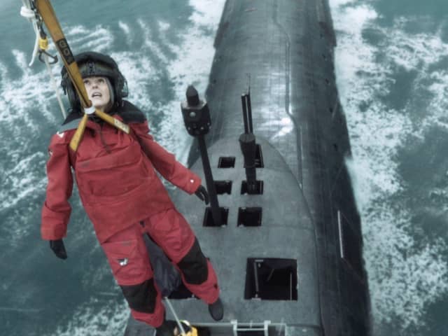 Amy Silva arrives on the submarine