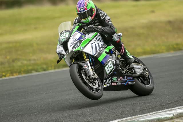 Michael Sweeney leads the Dunlop Masters Superbike Championship on the MJR BMW.