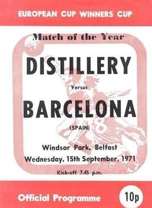 Distillery played Barcelona on September 15, 1971 at Windsor Park