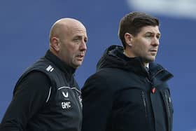 Rangers manager Steven Gerrard (right) with assistant manager Gary McAllister. Pic by Getty.