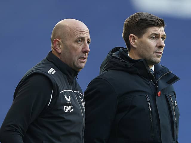 Rangers Manager Steven Gerrard pictured with Rangers Assistant manager Gary McAllister. (Photo by Ian MacNicol/Getty Images)