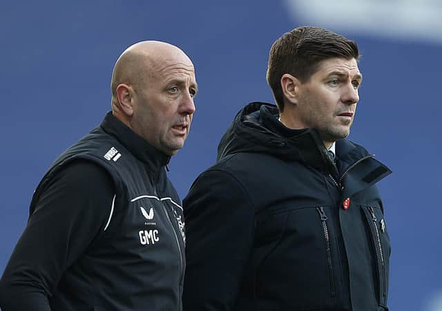 Rangers Manager Steven Gerrard pictured with Rangers Assistant manager Gary McAllister. (Photo by Ian MacNicol/Getty Images)