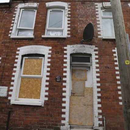 A house in Damascus Street in Belfast had its front door and windows damaged in an arson attack. 
Picture by Pacemaker