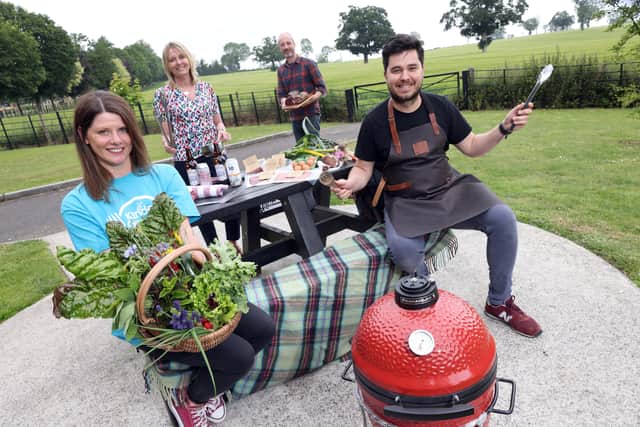 Pictured at the launch of the food fair are Sharon McMaster, Kinder Garden Cooks, Ald Amanda Grehan, Lisburn & Castlereagh City Council's Development Committee Chair, Jonny Cuddy, Ispini Deli and Carlos Capparelli, Capparelli Cooks