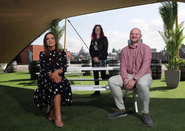 CastleCourt Centre Manager Leona Barr (left) is pictured with organisers of the NI Vegan Festival, Thomas Ferris and Sheena Bleakney. CastleCourt's CityScape Belfast venue will host its first NI Vegan Festival on Saturday, September 18