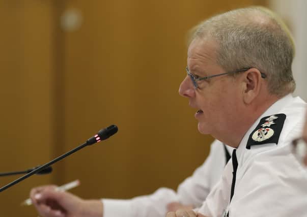 PSNI Chief Constable Simon Byrne attending the Policing Board . Picture by PressEye