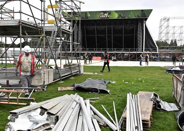 Final preparations ahead  of  Saturday's opening night of Belsonic 2021 at Ormeau Park in Belfast, 
Pic by Colm Lenaghan/Pacemaker