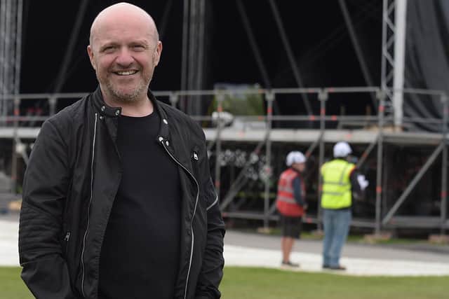 Event organiser Alan Simms has a look around the site ahead  of  Saturday's opening night of Belsonic. Pic Colm Lenaghan/Pacemaker