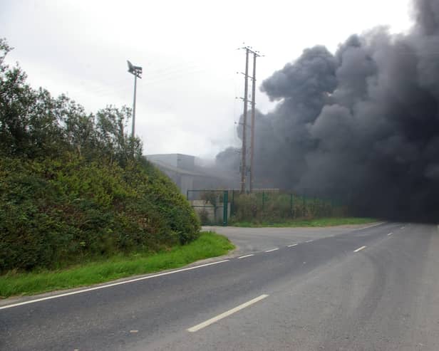 Firefighters are attending a blaze that has broken out at a recycling plant on the Downpatrick Road in Killough, County Down. Photo: Presseye