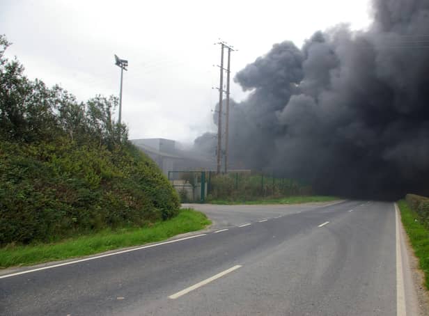 Firefighters are attending a blaze that has broken out at a recycling plant on the Downpatrick Road in Killough, County Down. Photo: Presseye