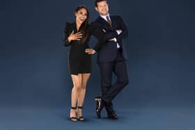 Touchline reporter Alex Scott and Soccer Aid host Dermot O'Leary