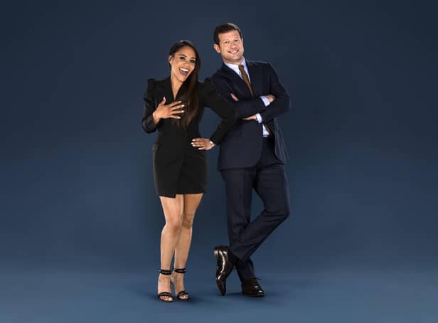 Touchline reporter Alex Scott and Soccer Aid host Dermot O'Leary