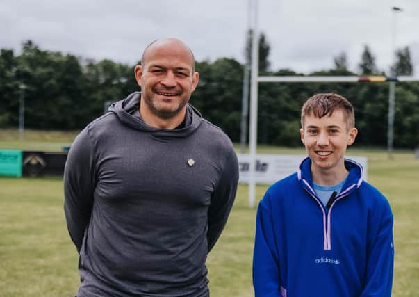 Rory Best with Alex Corr (16), who has been helped by the Cancer Fund For Children