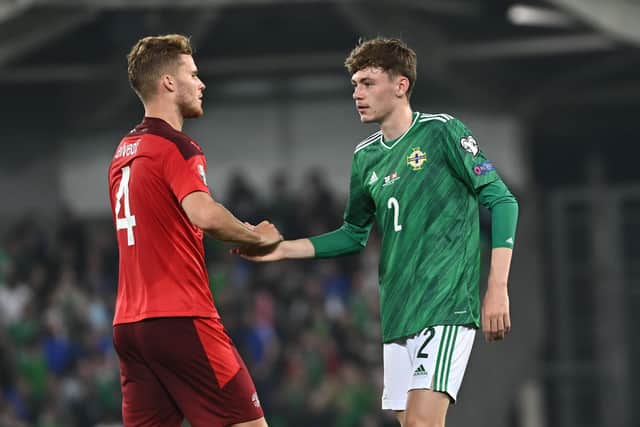 Conor Bradley made his first competitive appearance for Northern Ireland against Switzerland.