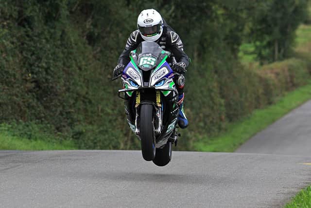 Michael Sweeney on the MJR BMW during practice at the Cookstown 100 on Friday.