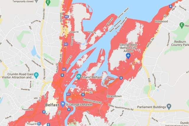 Areas of Belfast at risk from rising sea levels, according to US-based non-profit Climate Central