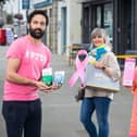 Tim Smith, Johnsons Coffee, Jude Law and Donna Surgenor from Jude Law Boutique launch this year's Pain the town Pink campaign for Action Cancer