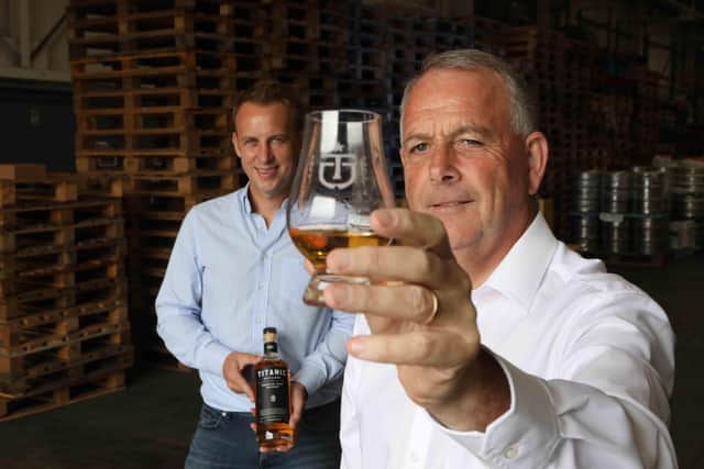 Titanic Distillers commercial director Stephen Symington and United Wines managing director Martin McAuley