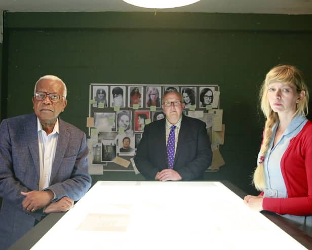 Sir Trevor McDonald, former Met Police Detective Chief Inspector Colin Sutton and forensic psychologist Dr Donna Youngs