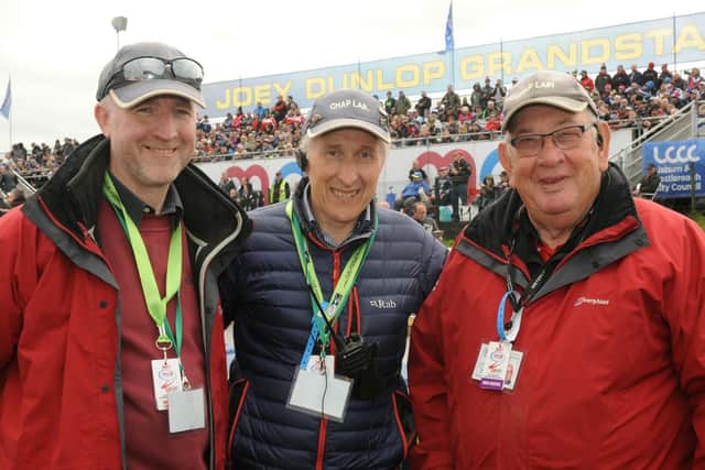 Rev Noel Agnew (right) with fellow race chaplains Rev John Kirkpatrick (centre) and Pastor Edwin Ewart at the 2017 Ulster Grand Prix.