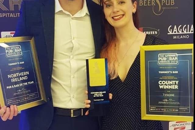 Laurence's niece Emma and her partner Mark pick up Tomney’s National Pub and Bar award