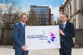 Simon Hamilton, CEO of Belfast Chambe with Paul McClurg, Head of Belfast Business Banking at Bank of Ireland UK